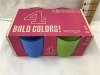 Anchor Hocking “Bold Colors” Mugs, NIB, 3 1/2”T