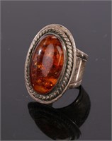 Natural AMBER & STERLING Silver Ring