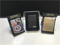 3 Zippo Lighters-US Seal, Brass and Black Coated