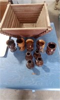 13X13 WOOD PLANTER & WOOD CUPS & CANDLE HOLDERS