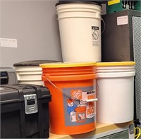 Multiple Buckets of Fasteners