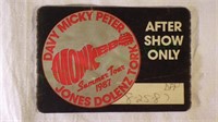 Original 1987 Monkees back stage pass - Summer Tou