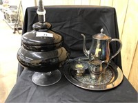 Art Glass Canister & Tea Service