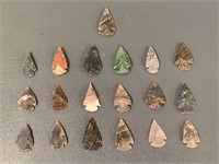 Collection of 19 stone point Arrowheads