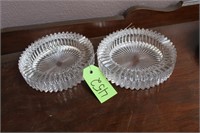 LOT OF TWO HEAVY CRYSTAL ASH TRAYS