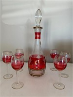 Etched Leaf & Grapes Decanter Set