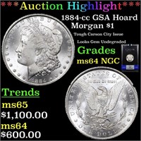 *Highlight* 1884-cc GSA Hoard Morgan $1 Graded ms6