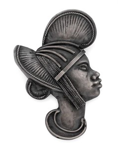 French Sterling Silver Afro-Futurist Brooch
