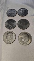 6 Eisenhauser Silver Dollars