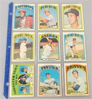 9 1972 Topps Baseball Cards HOFers