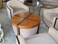Marabello Design Round Table w/ pull out Leather s