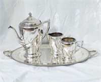 Poole Silver Plate Tea Pot Set with Tray