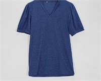 BBcoch V Neck SHIRT Solid Colo Short Sleeve Loose