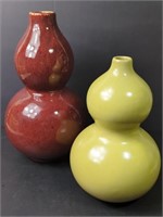Large Gourd Shaped Ceramic Vases x 2