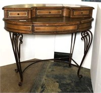 Demilune Desk with Scrolled Metal Base
