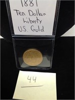 1881 TEN DOLLAR LIBERTY US GOLD COIN
