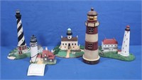 5 Lighthouses-3 Danbury Mint, 1 Scaasis, 1