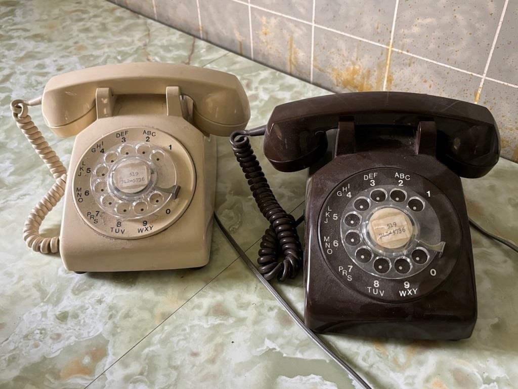 Pair of Vintage Rotary Dial Telephones