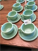 96) Jade-ite Cups & Saucers