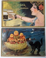 2 Halloween Post Cards - 1908