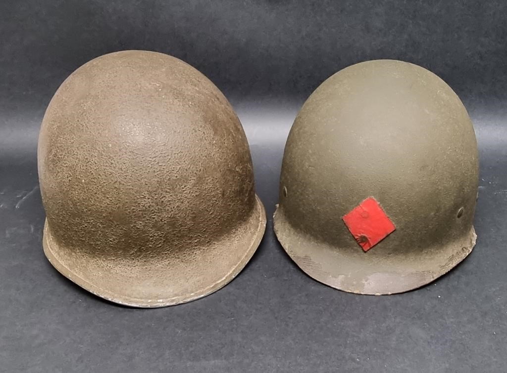 WW2 US M1 HELMET & LINER FRONT SEAM FIXED BALE