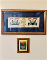 Two framed White House paper labels, Apple sauce