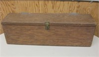 Wood Tool Box w/ Hinged Lid & Handles - 28" Wide