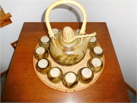 ASIAN TEA SET WITH 12 CUPS, TRAY AND STRAINER