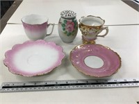 2 dishes, 2 tea cups and other