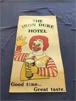 Iron Duke Hotel cardboard sign approx