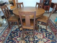 MISSION-STYLE PEDESTAL TABLE AND CHAIR SET