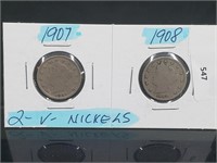 2-V Nickels 1907-1908
