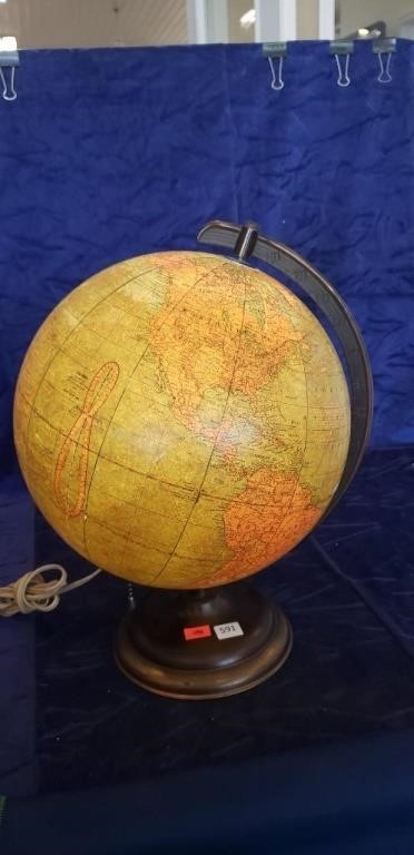 Vintage Lighted World Globe (Works)