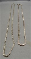Two Italy sterling silver braided style necklaces