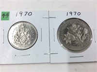 1970 Ms63 Nickel 50 Cents/ Dollar