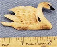 Fred Mayac fossilized ivory swan pin 2"        (f
