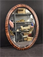 Vintage Oval Tiger Wood Mirror
