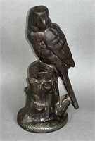Cast iron parrot on stump bank ca. 1910-1930;