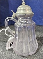 Vintage Lavender Glass Syrup Dispenser w/ Metal