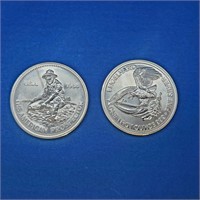 TWO 1984 1oz Silver Engelhard Prospector Rounds