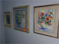 LOT OF 3 FLORAL THEMED FRAMED WALL PICTURES