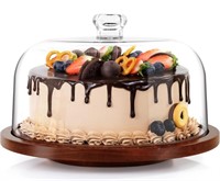 Cake Stand with Acrylic Dome, Rotating Cake Plate