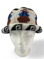 Hand knitted Peruvian hat. Never worn, 8"