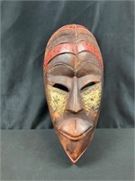 Detailed African mask w hammered brass and painted