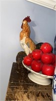 Rooster Figurine and Apples