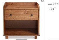 1 Drawer Tray Top Solid Wood Nightstand Caramel