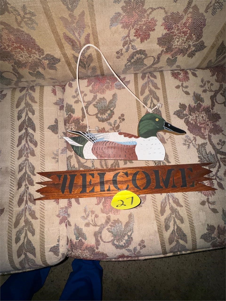 Duck home welcome sign wood .