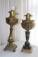 PAIR OF BRASS PARLOR TABLE LAMPS