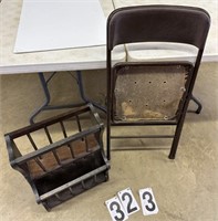 Magazine rack and folding chair