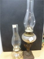 2 Oil Lamps - Tallest 22"